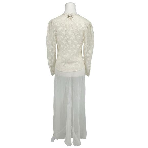 Vintage 80’s Victoria’s Secret Gold Label Lingerie Robe Lace Floral Bridal Small - Picture 6 of 9